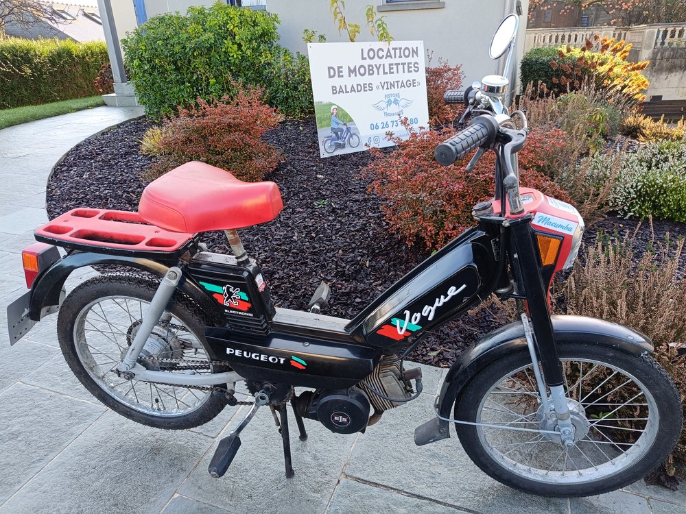 Peugeot 103 Vogue, Macumba, Location de mob en Baie du Mont Saint-Michel, en Forêt de Brocéliande et au Pays de la Roche aux Fées